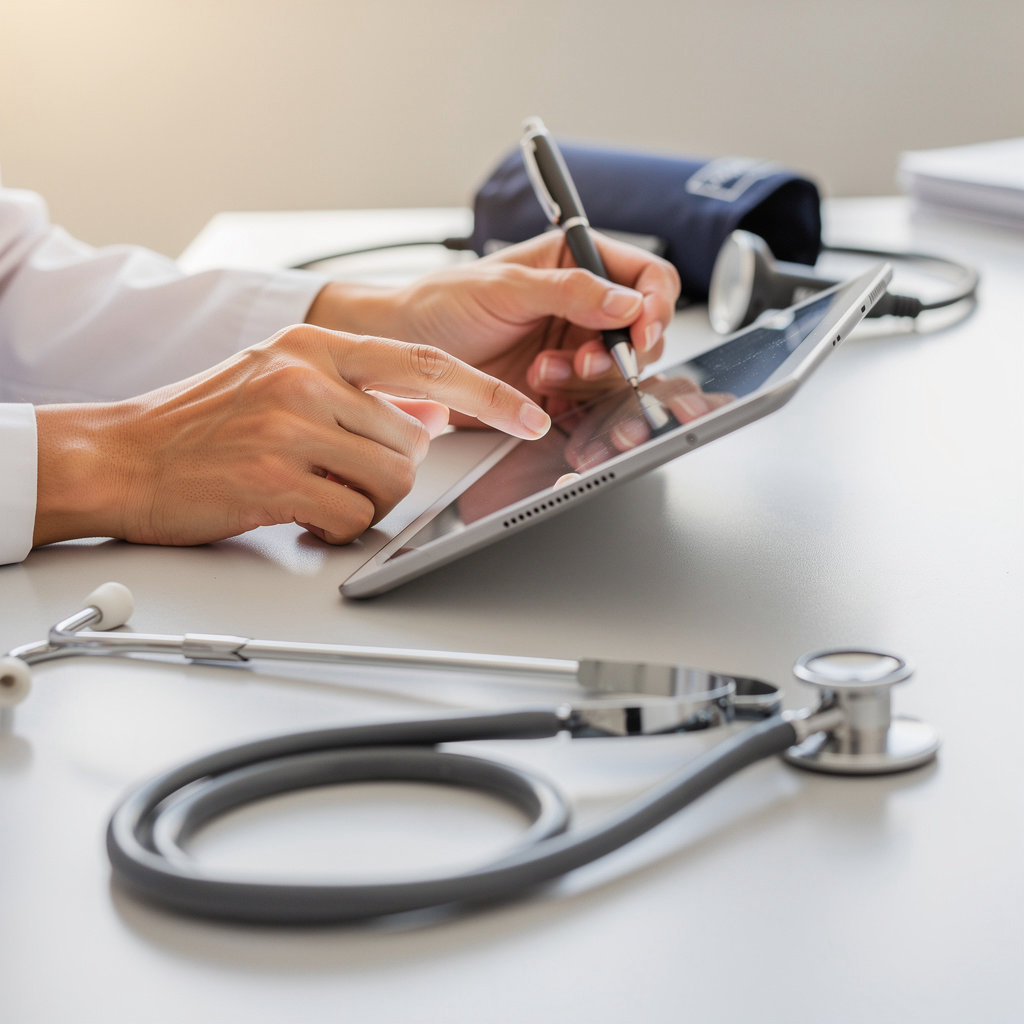 Dr. Mark Magulac, MD San Diego discussing a care plan with a patient in a modern, comfortable office setting